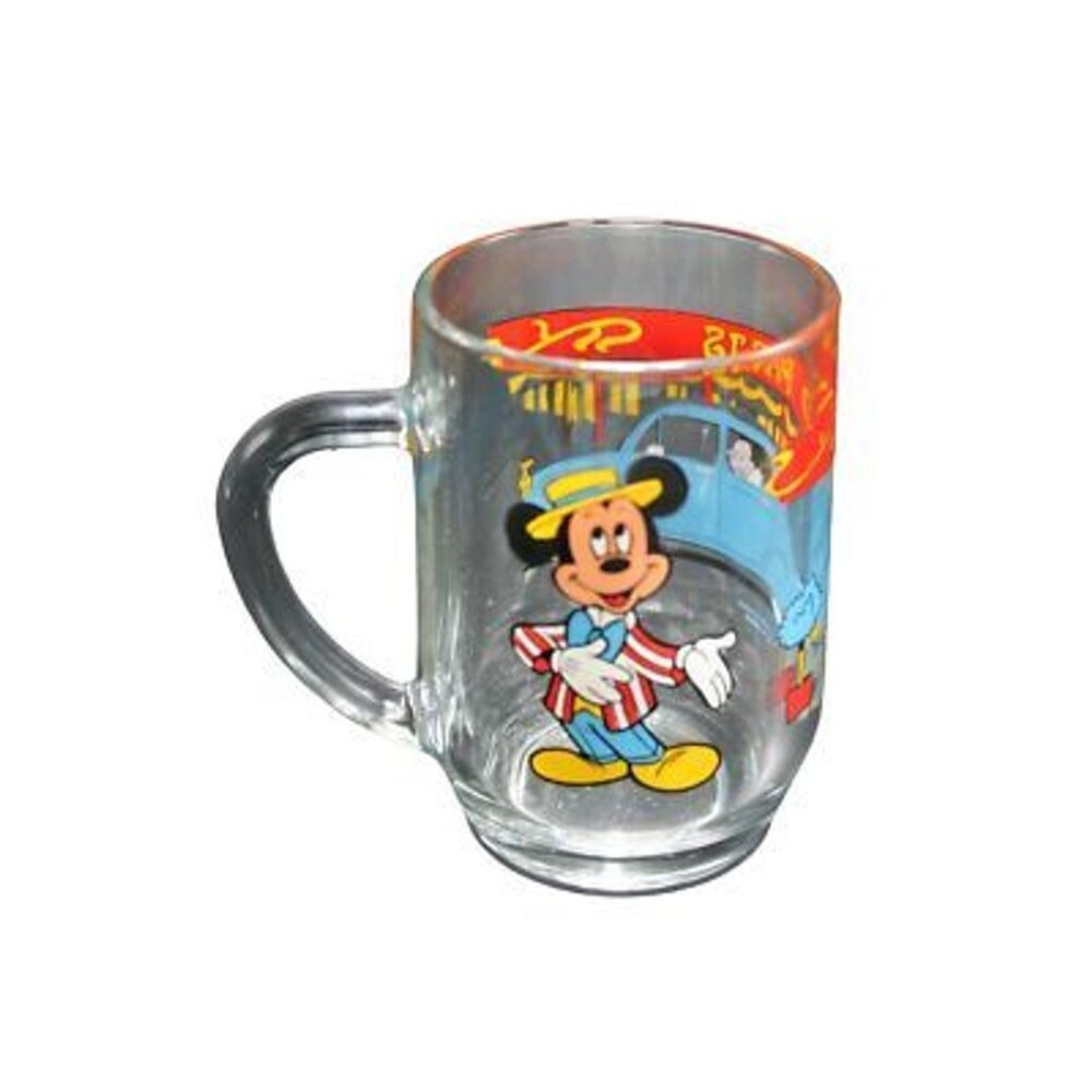 Vintage Mickey Mouse Automobile  Mug BEX S.A. France Disney  Paris Glass